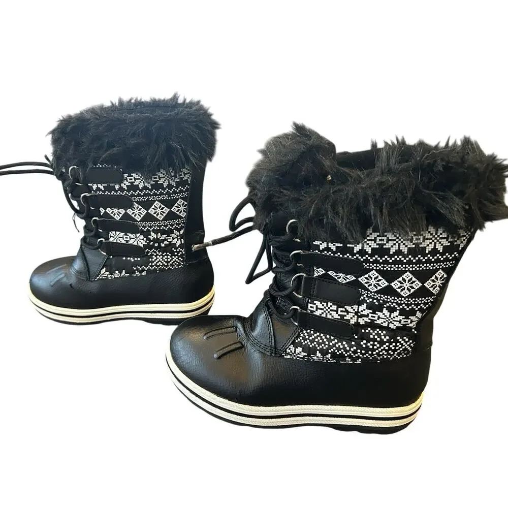 Rugged Outback Black Winter Boots Youth size 4